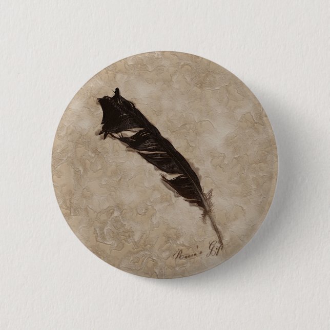 Raven's Feather Bird-lover Crow design Pinback Button (Front)