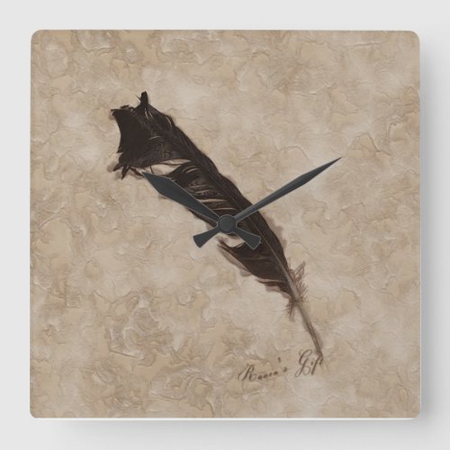 Ravens Feather Bird_lover Crow design Square Wall Clock