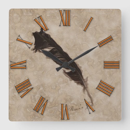 Ravens Feather Bird_lover Crow design Square Wall Clock