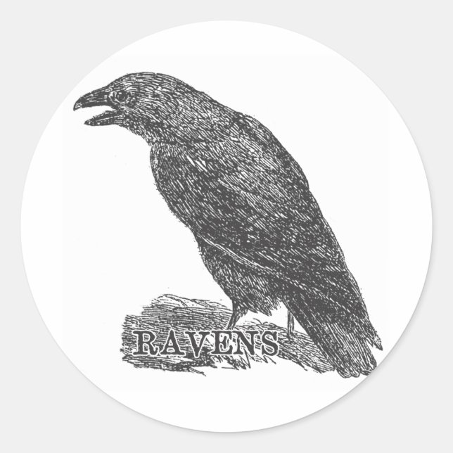 Ravens Gear from a Bygone Day Classic Round Sticker (Front)