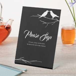 Ravens Gothic Wedding Guest Book Pedestal Sign
