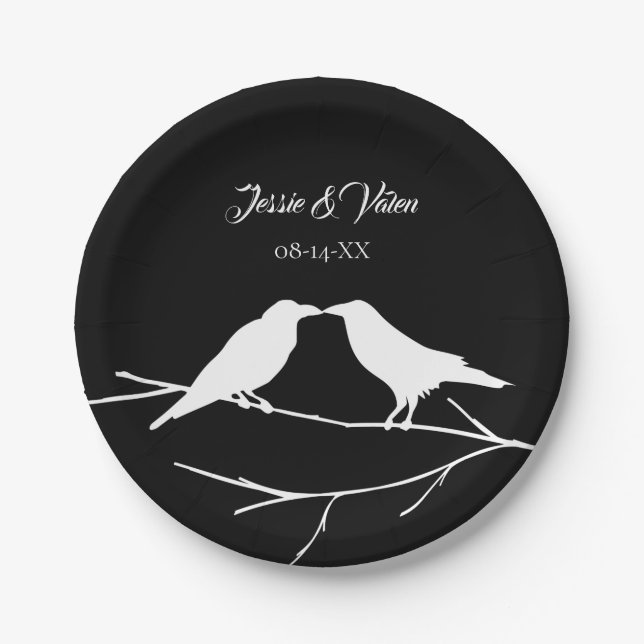 Ravens Gothic Wedding Paper Plates (Front)