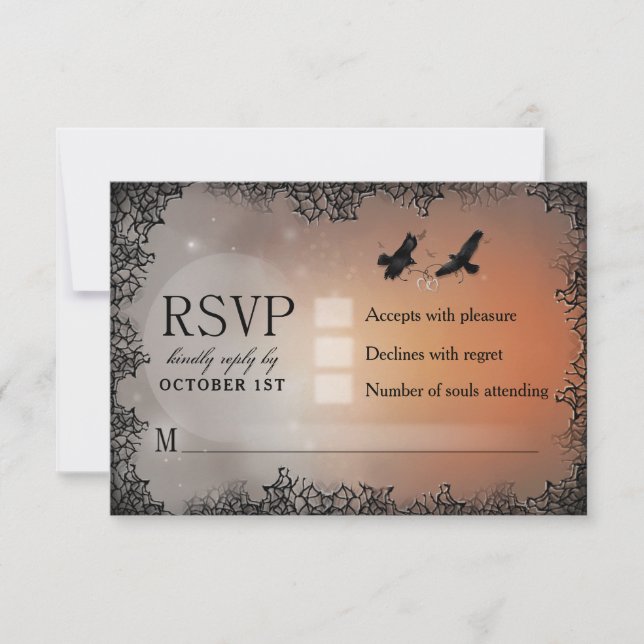 Ravens Halloween RSVP 3.5x5 Matching Reply Card (Front)
