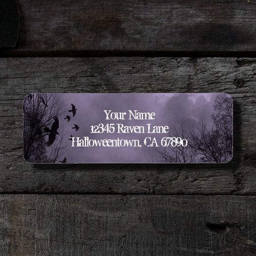 Ravens Haunted Sky Purple Mist Return Address Label