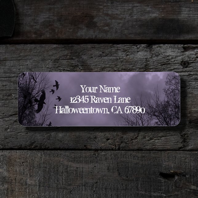 Ravens Haunted Sky Purple Mist Return Address Label (Creator Uploaded)