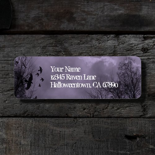 Ravens Haunted Sky Purple Mist Return Address Label