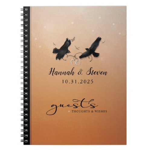 Ravens  Hearts Halloween Wedding Guestbook Notebo Notebook