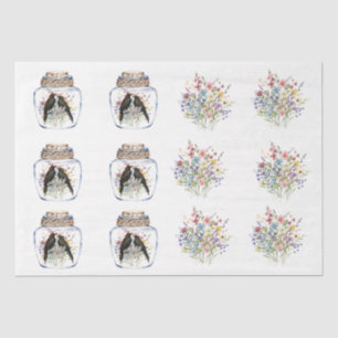 Ravens in a Bottle & Spring Flowers Decoupage Tissue Paper