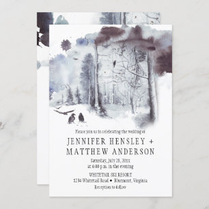 Ravens in the Snow Covered Forest Wedding Invitation