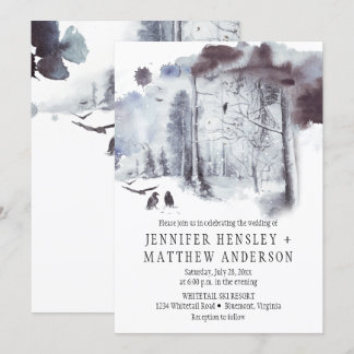 Ravens in the Snow Covered Forest Wedding | Invitation