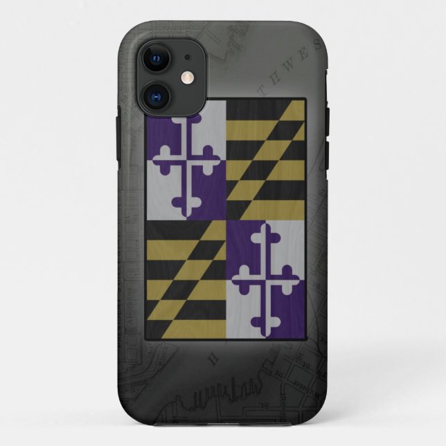 ravens maryland flag inner harbor map iphone case (Back)