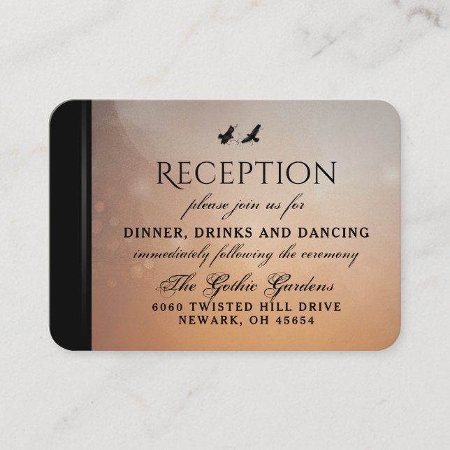 Ravens Matching Wedding Reception Cards 3.5 x 2.5 (Front)