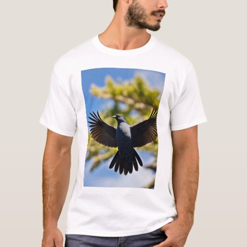 Ravens Might Intricate Crow Tattoo Print T_Shirt