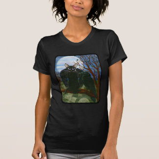 Raven's Moon Black Cat Crow Gothic Fantasy T-Shirt