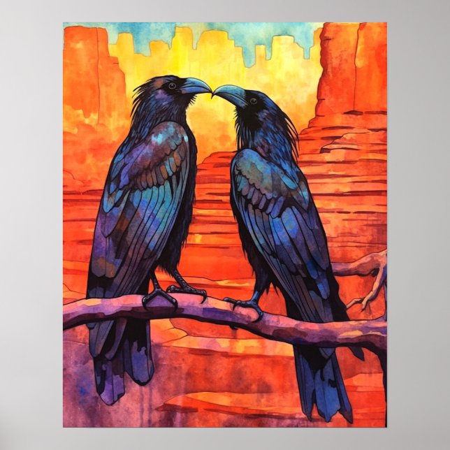 Ravens Navajo Desert Native Art Style #NR111 Poster (Front)