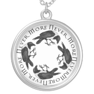 Ravens Never More Silver Plated Necklace