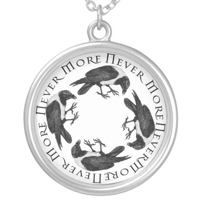 Ravens Never More Silver Plated Necklace (Front)