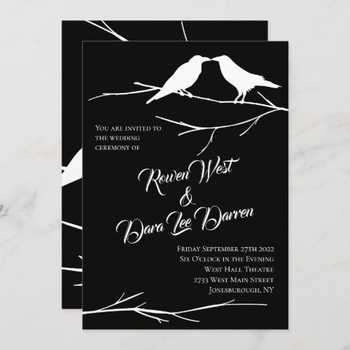 Ravens on Black Sky Gothic Wedding Invitations