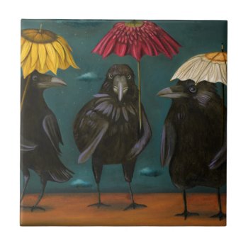 Ravens Rain Tile by paintingmaniac at Zazzle