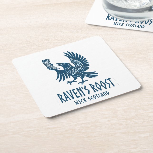 Raven's Roost Pub Wick Scotland Square Paper Coaster (Angled)