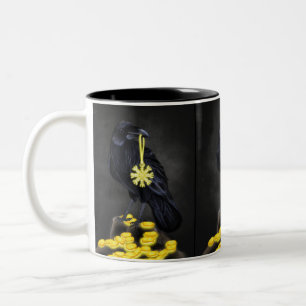 Raven's Rune: Aegishjalmur Magic on Black Stone Two-Tone Coffee Mug