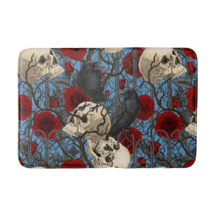 Raven's secret. Dark and moody gothic illustration Bath Mat