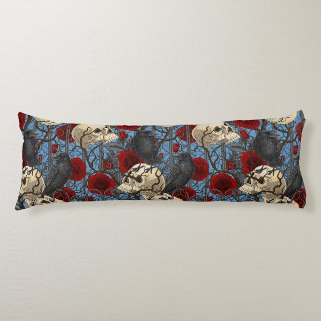 Raven's secret. Dark and moody gothic illustration Body Pillow (Front)