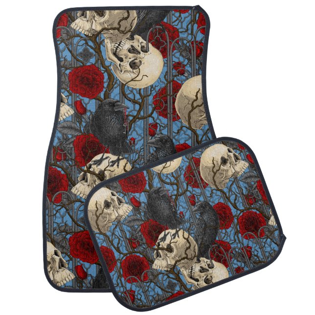 Raven's secret. Dark and moody gothic illustration Car Floor Mat (Set)