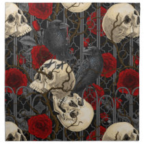 Raven's secret. Dark and moody gothic illustration Cloth Napkin