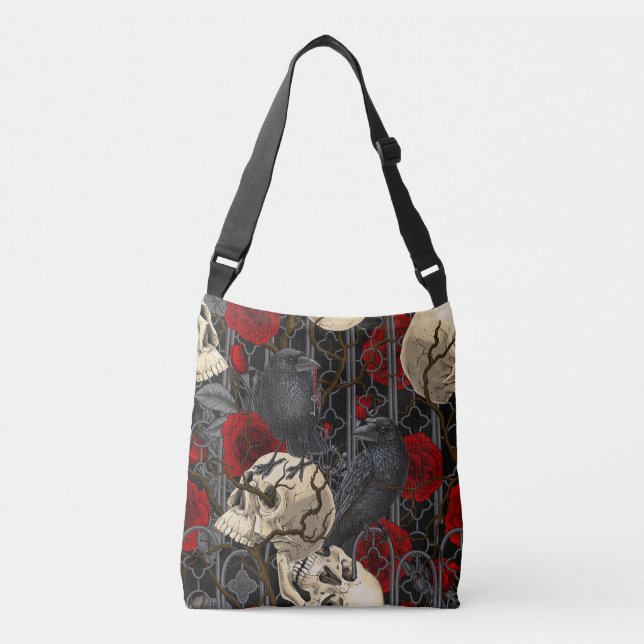 Raven's secret. Dark and moody gothic illustration Crossbody Bag (Front)