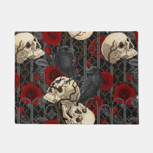 Ravens secret Dark and moody gothic illustration Doormat