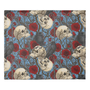 Raven's secret. Dark and moody gothic illustration Duvet Cover