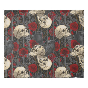 Raven's secret. Dark and moody gothic illustration Duvet Cover