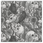 Raven's secret. Dark and moody gothic illustration Fabric