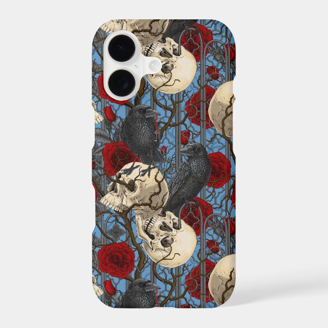 Raven's secret. Dark and moody gothic illustration iPhone Case (Back)