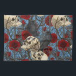 Raven's secret. Dark and moody gothic illustration Kitchen Towel<br><div class="desc">Hand-painted gothic design,  featuring raven birds,  sculls and roses,  seamless pattern</div>