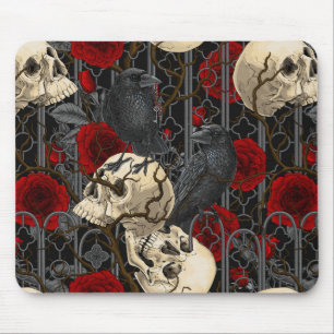 Raven's secret. Dark and moody gothic illustration Mouse Pad
