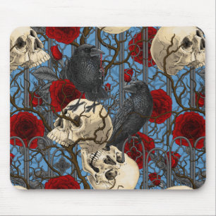Raven's secret. Dark and moody gothic illustration Mouse Pad