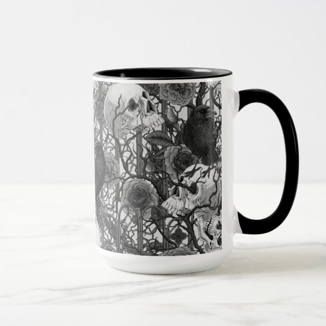 Raven's secret. Dark and moody gothic illustration Mug (Right)