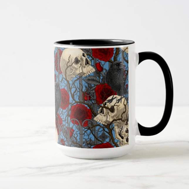 Raven's secret. Dark and moody gothic illustration Mug (Right)
