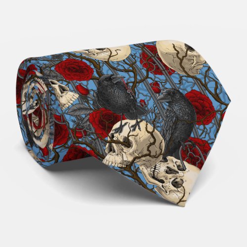 Ravens secret Dark and moody gothic illustration Neck Tie