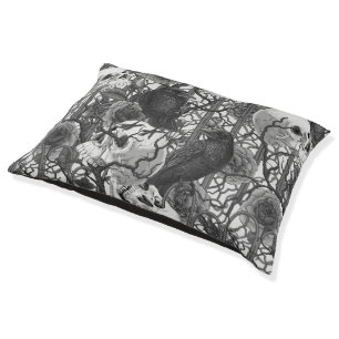 Raven's secret. Dark and moody gothic illustration Pet Bed