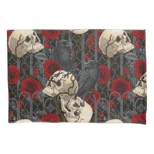 Raven's secret. Dark and moody gothic illustration Pillow Case