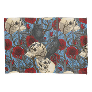 Raven's secret. Dark and moody gothic illustration Pillow Case