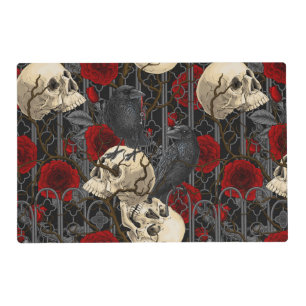 Raven's secret. Dark and moody gothic illustration Placemat