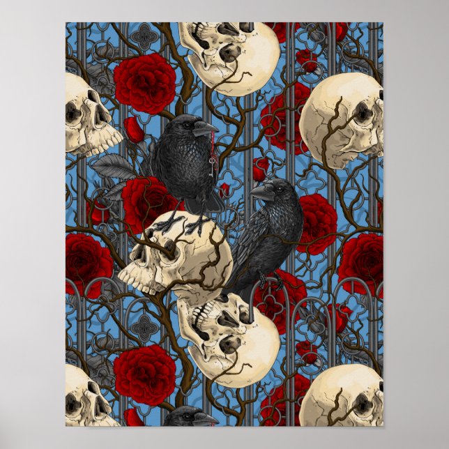 Raven's secret. Dark and moody gothic illustration Poster (Front)