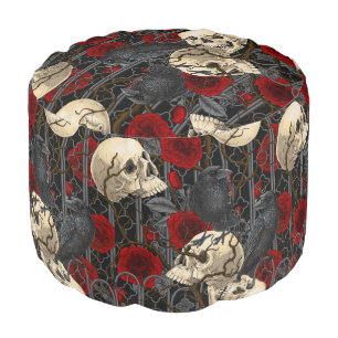 Raven's secret. Dark and moody gothic illustration Pouf
