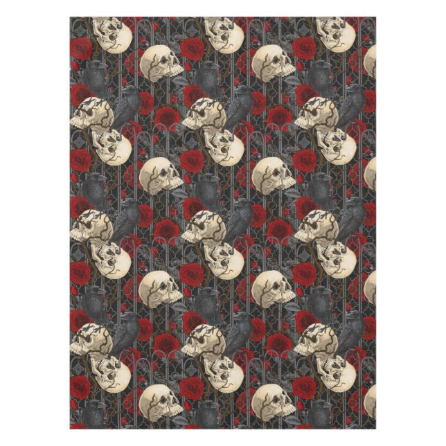 Raven's secret. Dark and moody gothic illustration Tablecloth (Front)