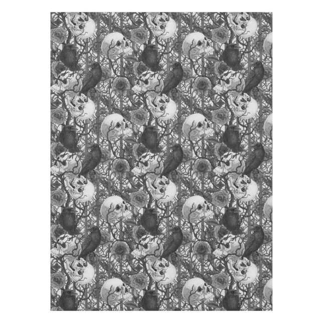 Raven's secret. Dark and moody gothic illustration Tablecloth (Front)