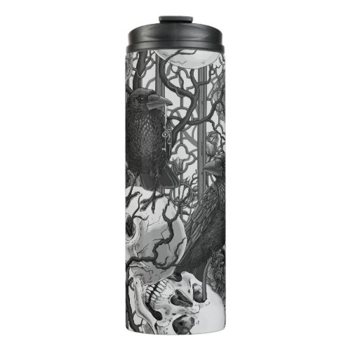 Ravens secret Dark and moody gothic illustration Thermal Tumbler